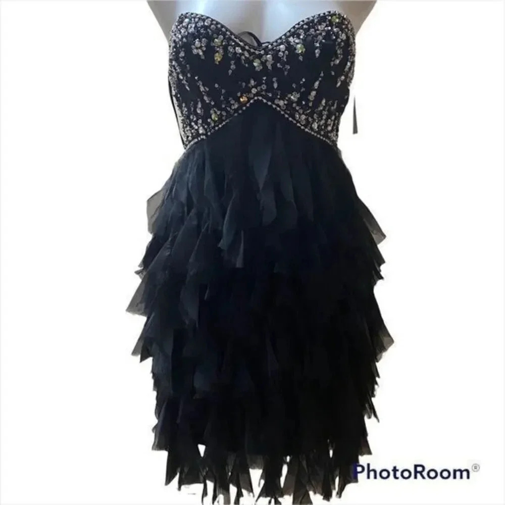 Issue Strapless beaded top dress black 4